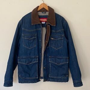 Wrangler Blue Denim Jacket with Brown Collar